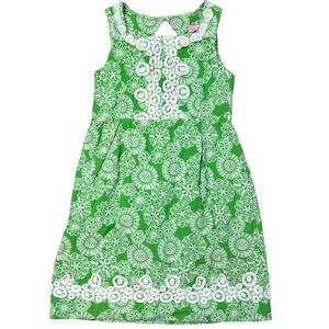 Lilly Pulitzer Kelly Green Embroidered Shift Dress Girls 7 Lace Preppy Church